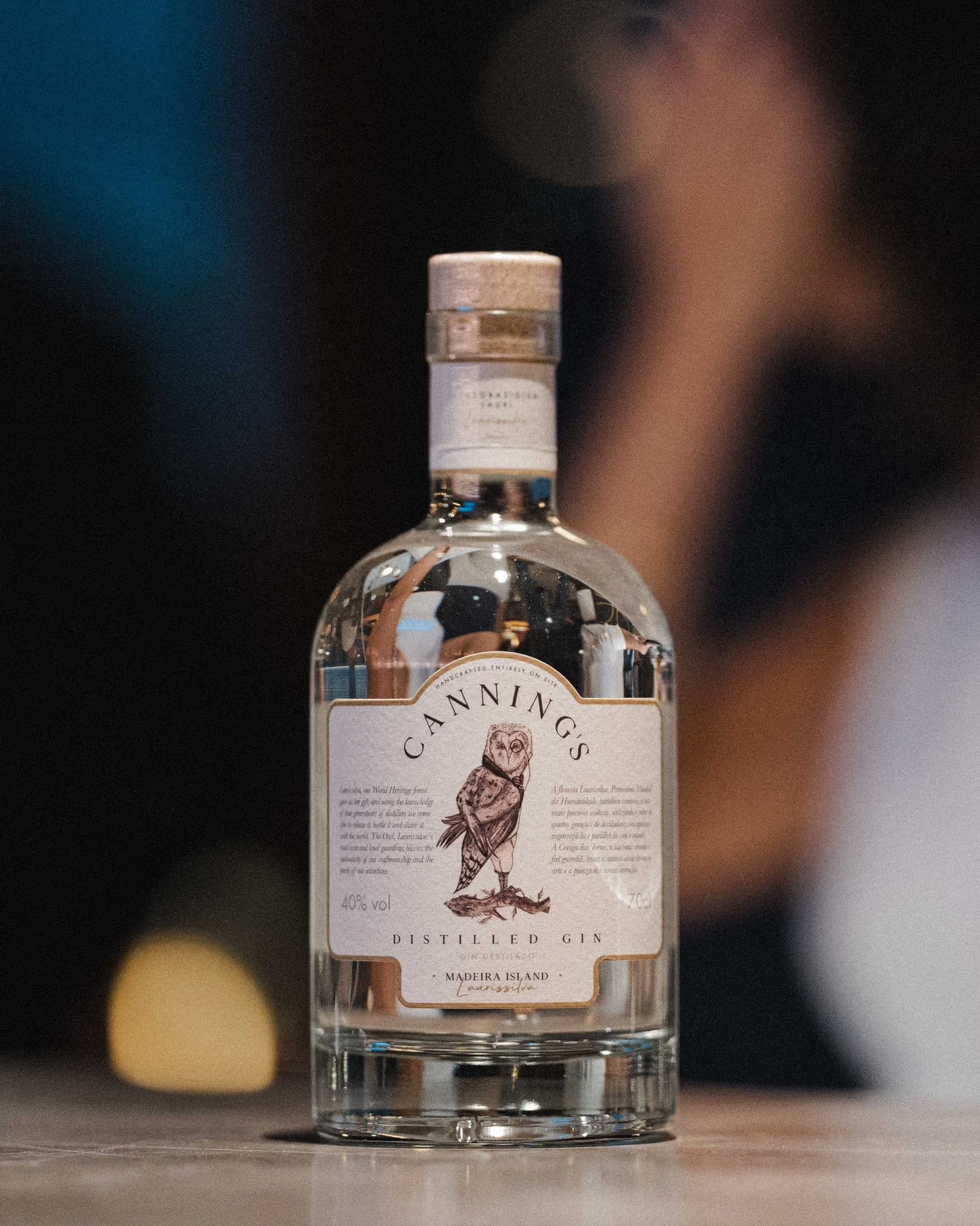 Uma garrafa de Canning's Dry Gin